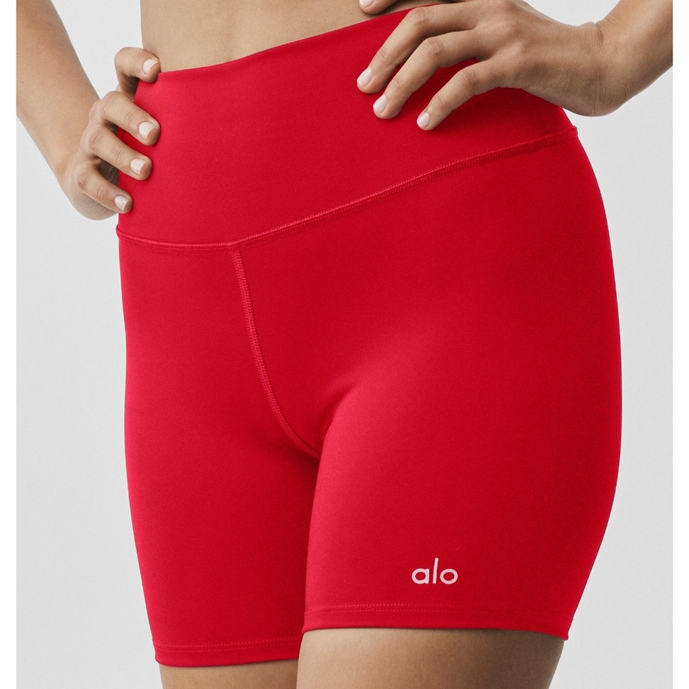 ALO Yoga Red Racerback Sports Bralette plus biker shorts. Selling as a set - Picture 3 of 13